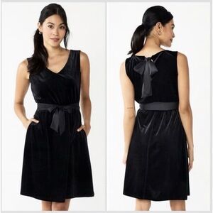 DRAPER JAMES RSVP Black Velvet Bow Back Dress Size S 🆕